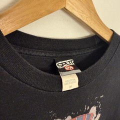 Vintage 90s Split Surf Skate Tee Shirt Skull Black Faded Medium Streetwear