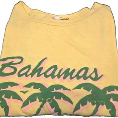 Vintage Bahamas Nassaa Sleveless TShirt Yellow with Green/Pink Logo- singled…
