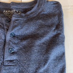 Faherty Cloud Cotton Henley Shirt Mens XL Blue Long Sleeve Tagless Tee Jersey