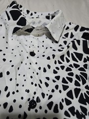 Men’s XL Black White Abstract Pattern Button Front Shirt Long Sleeve Collared