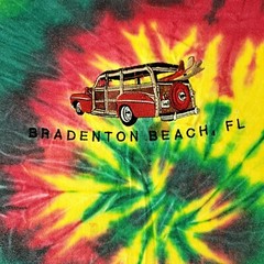 Vintage Florida Tie Dye T Shirt Mens L Woody Wagon Car Surfboard Bradenton Beach