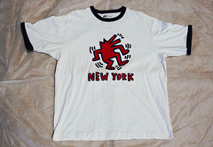 Uniqlo UT x Keith Haring Men’s L Ringer Graphic Tee White/Navy Crewneck