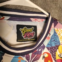 Good Vibes Shirt Retro 80s 90s Size Large Life is A Beach Drill Clothing