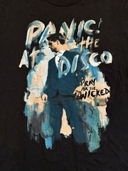 Small Tultex Panic At The Disco Black Short Sleeve Solid Graphic T-Shirt Emo
