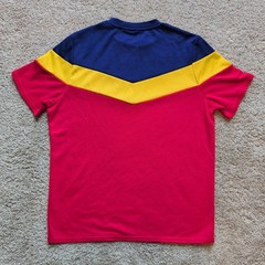 Nike T-Shirt Mens Medium Red Navy Yellow Colorblock Embroidered Logo