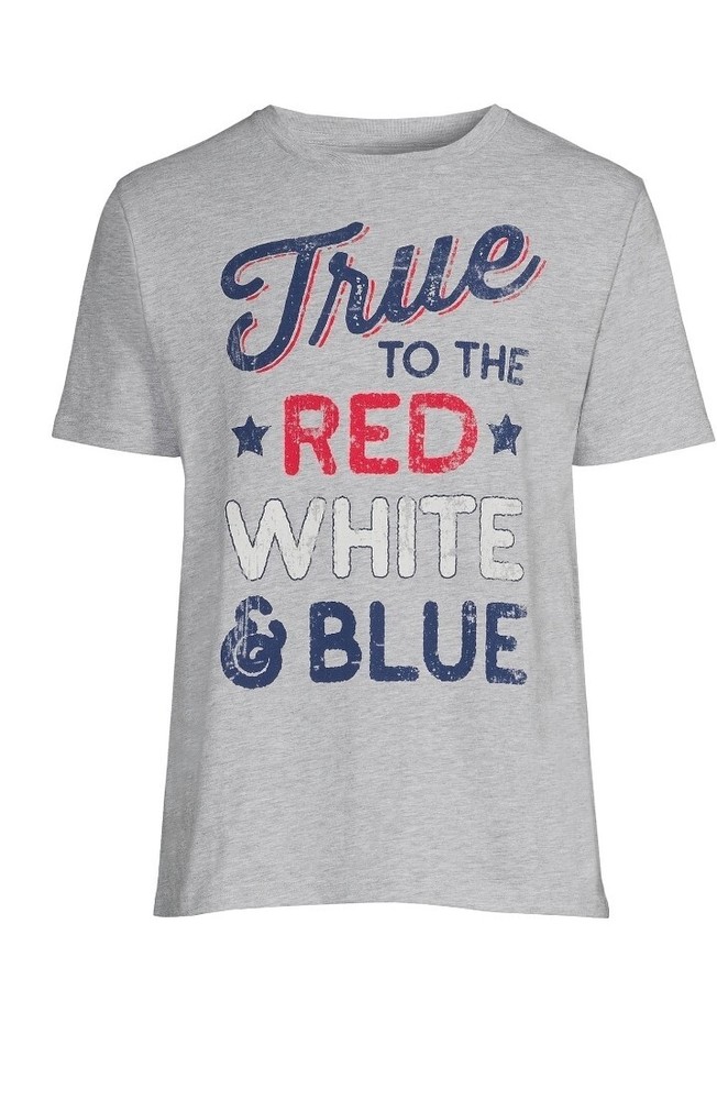 AMERICA TRUE TO THE RED WHITE & BLUE MENS GRAY T-SHIRT SIZE XL (46-48) NEW