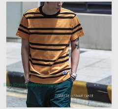 NON STOCK Ivy League Striped Crew Neck T Shirts Preppy Style Men’s Casual Tee