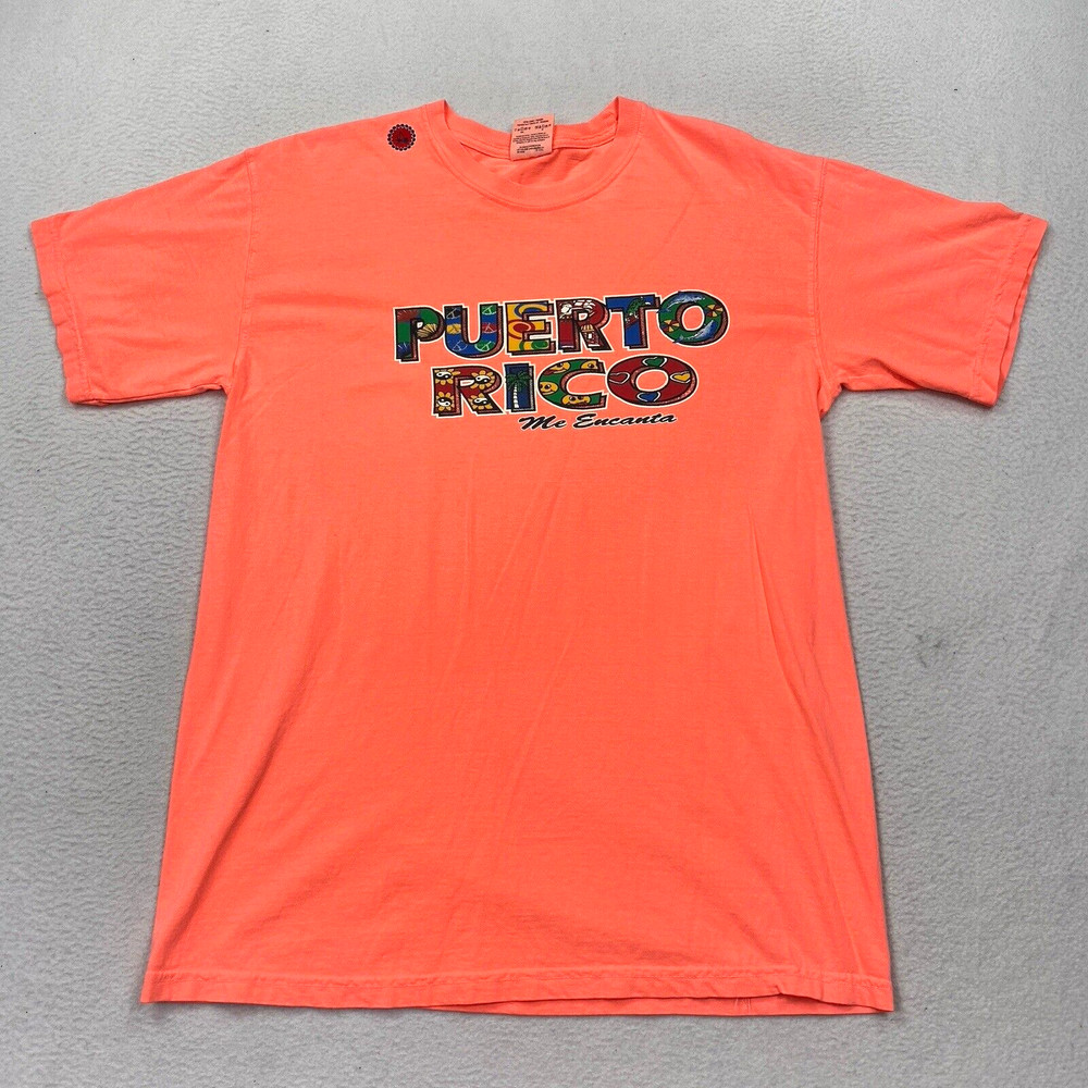 Puerto Rico Me Encanta Comfort Colors Graphic T-Shirt Size M Bright Orange