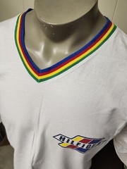 Vintage Tommy Hilfiger Jeans Flag T-Shirt Size XL 90s rainbow V-Neck collar