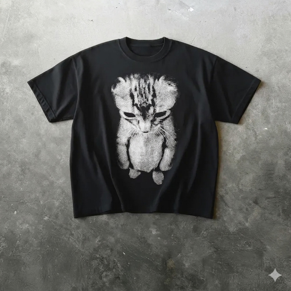 Sad Cat Standing Meme T-Shirt | Funny Kitten Graphic Tee | Trendy Animal Shirt