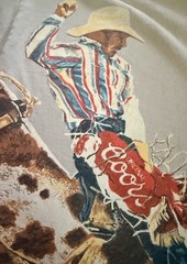 Vintage 1996 Coors Beer Cowboy Rodeo Wild West Tee Cream Colored Double Sided 2X