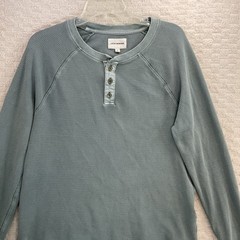 Lucky Brand Henley Men Size L Sage Green Night Long Sleeve Thermal Grudge Shirt