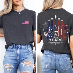 America 250 Shirt, 1776 to 2026 Fighter Jet Tee, Front and Back Print Patriotic