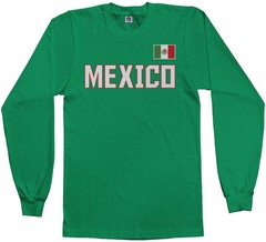 Threadrock Men’s Mexico National Team Long Sleeve T-shirt Mexican Flag