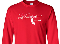 San Francisco California T-Shirt Long Sleeve Graphic Tee Unisex Apparel Custom