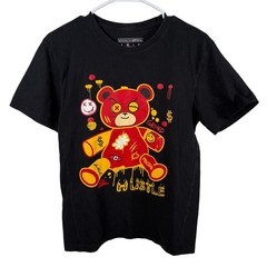 Brooklyn Vertical Graphic T-Shirt Mens M Black Red Teddy Bear Streetwear Skater