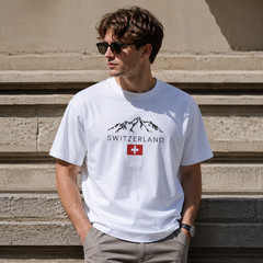 Switzerland Alps Mountain Graphic T-Shirt Swiss Flag Travel Adventure Tee