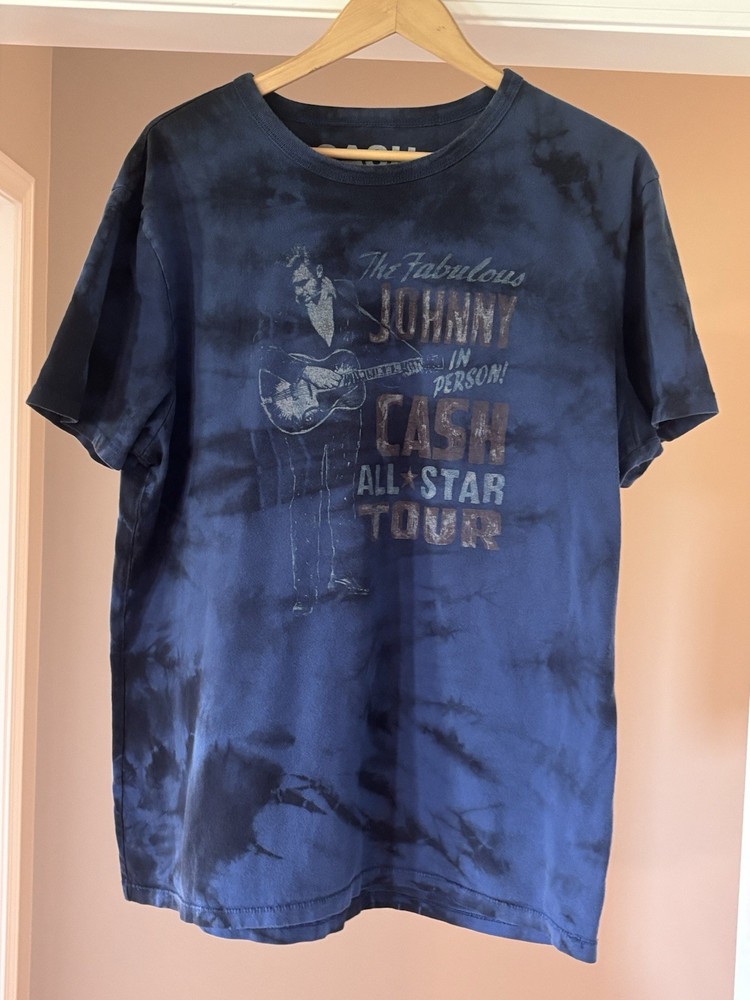 Johnny Cash Concert T-shirt Men’s XL The Fabulous In Person Tour Blue Tie Dye