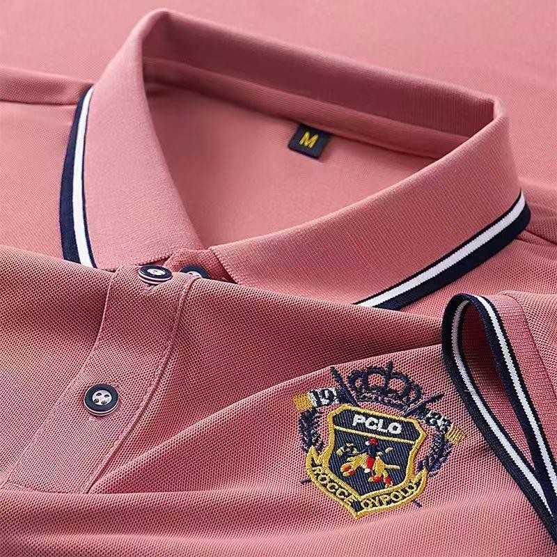 Nueva camisa polo bordada de manga corta para hombre, informal de negocios