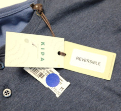 $175 New LEFT COAST TEE Henley Collared REVERSIBLE L/S Shirt Men MEDIUM M Blue