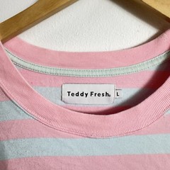 Teddy Fresh Striped Pink and Green Cotton Tee Shirt Size Men’s Large