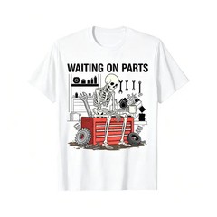 Humorous Skeleton Auto Mechanic T Shirt for Men Women and Couples Trendy Short