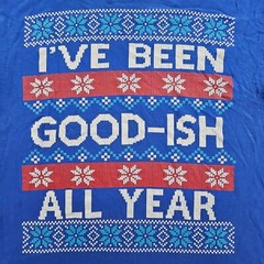 I’ve Been Goodish All Year Christmas Blue Short Sleeve Cotton T-Shirt Adult L