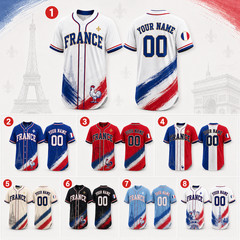 Baseball Jersey Manches Courtes France Football Pour Homme