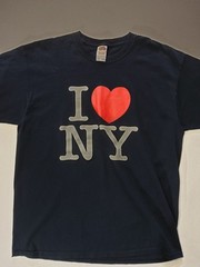 Fruit Of The Loom Cotton T-shirt Mens XL Black I Love NY Graphic Heavywieght Tee