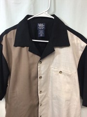 John Blair Beige/Tan/Black Large Hawaiian Style Rayon Blend Shirt Sleeve ShirtB6