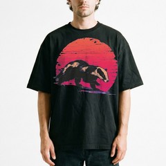 Badger Sunset Retro Wildlife Animal Nature Vintage Grunge t-shirt Outdoor Tee