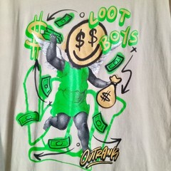 LOOT BOYS Gaming App T-Shirt OUTRANK Miami Tee SZ LG Digital Gamer Tan Green