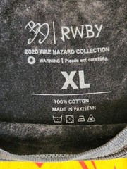 Official RWBY Yang Xiao Long Fire Hazard Graphic Tee Anime Mens Sze XL Acid Wash
