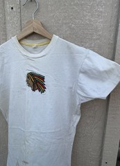 Vintage 60s Native American Chief Head T Shirt School BC USA Made Sz S 50s