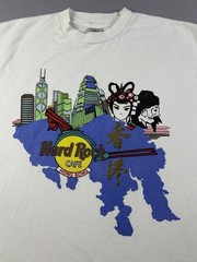 Vintage Hard Rock Cafe Hong Kong China T Shirt Size Large White Short Sleeve 90s