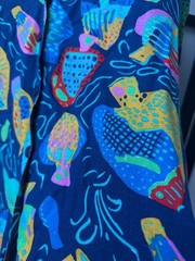 Ken Done Vintage Novelty Print Button Up Fish Pop Art Oceancore Deep Sea – S