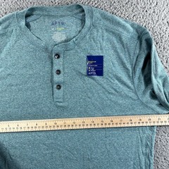 Apt 9 Premier Flex Henley Shirt Mens Medium Blue Heather Long Sleeve Stretch New