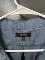 Quince Men Organic Chambray Long Sleeve Shirt Dark Sz XXL Dark Chambray