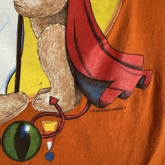 VINTAGE Atlas Sportswear Shirt Mens XL Orange Halloween Teddy Bear Graphic