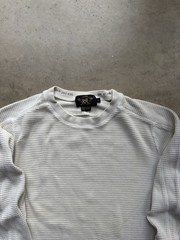 DOUBLE RL RALPH LAUREN WHITE/CREAM WAFFLE KNIT LONG SLEEVE CREW NECKSHIRT SMALL