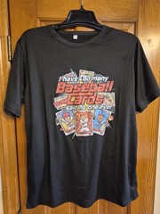 TOO MANY BASEBALL CARDS T- SHIRT, BLACK, SIZE XL, BRAND NEW, NOVELTY