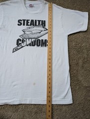 Vintage Stealth Condoms Shirt Mens Size Large 1989 White Bomber Plane *READ