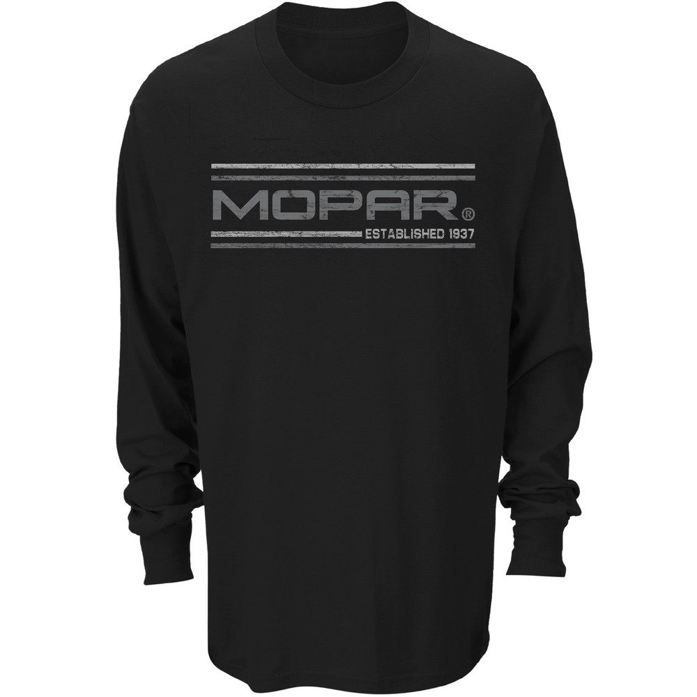 CHECKERED FLAG SPORTS MOPAR ESTABLISHED 1937 MEN’S BLACK LONG SLEEVE TEE SHIRT