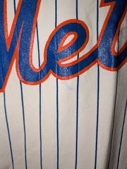 Vintage 80s New York Mets MLB Baseball Medium White Sand-Knit T-Shirt