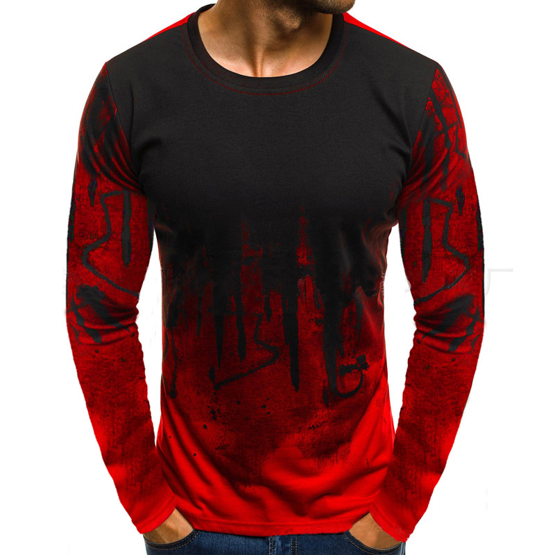Mens Camo Long Sleeve T-Shirts Crew Neck Casual Slim Fit Muscle Blouse Tops Tee