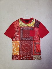 Maxi Milian N Y Men Shirt Large Red Bandana Patchwork Cotton B Short Sleeve T