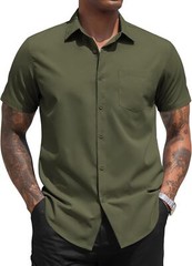 Men’s Short Sleeve Button Down Dress Shirt Business Casual Regular Fit