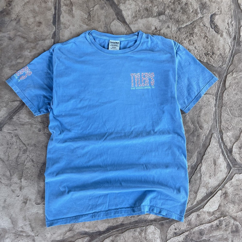 ComfortWash Paradise Tropical Trees Woodlands T Shirt Blue Medium Men’s