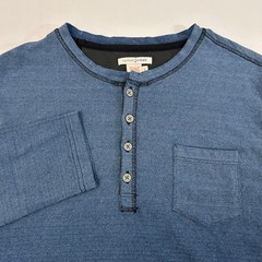 Carbon 2 Cobalt Shirt Mens Large Blue Cotton Long Sleeve Watermark Henley