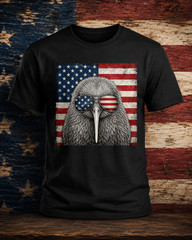Retro Kiwi Bird Shirt 4th of July US American Flag Patriotic T-Shirt